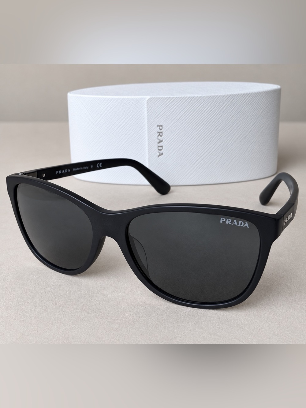 Prada SPR 20S-F Matte Black Grey Sunglasses 58mm w/ Case Made in Italy
